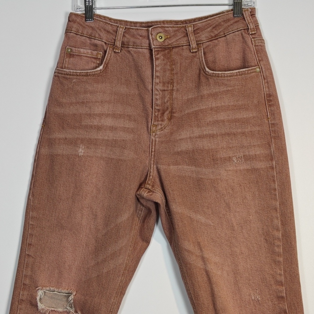 ANTHROPOLOGIE PILCRO The Vintage Straight Brown/Pink Busted Knees Jeans Size 30 - Picture 11 of 16